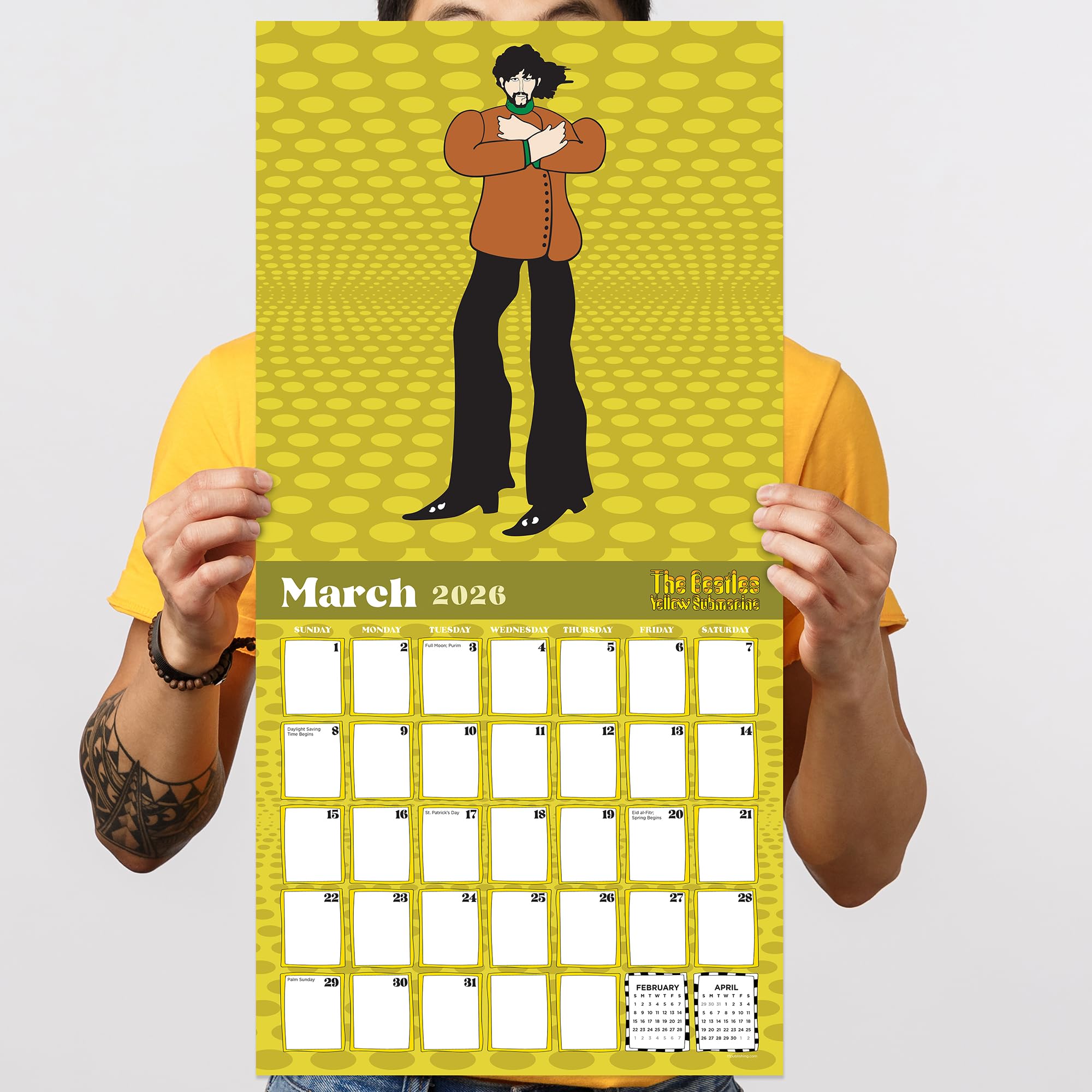 TF Publishing 2026 The Beatles: Yellow Submarine Wall Calendar