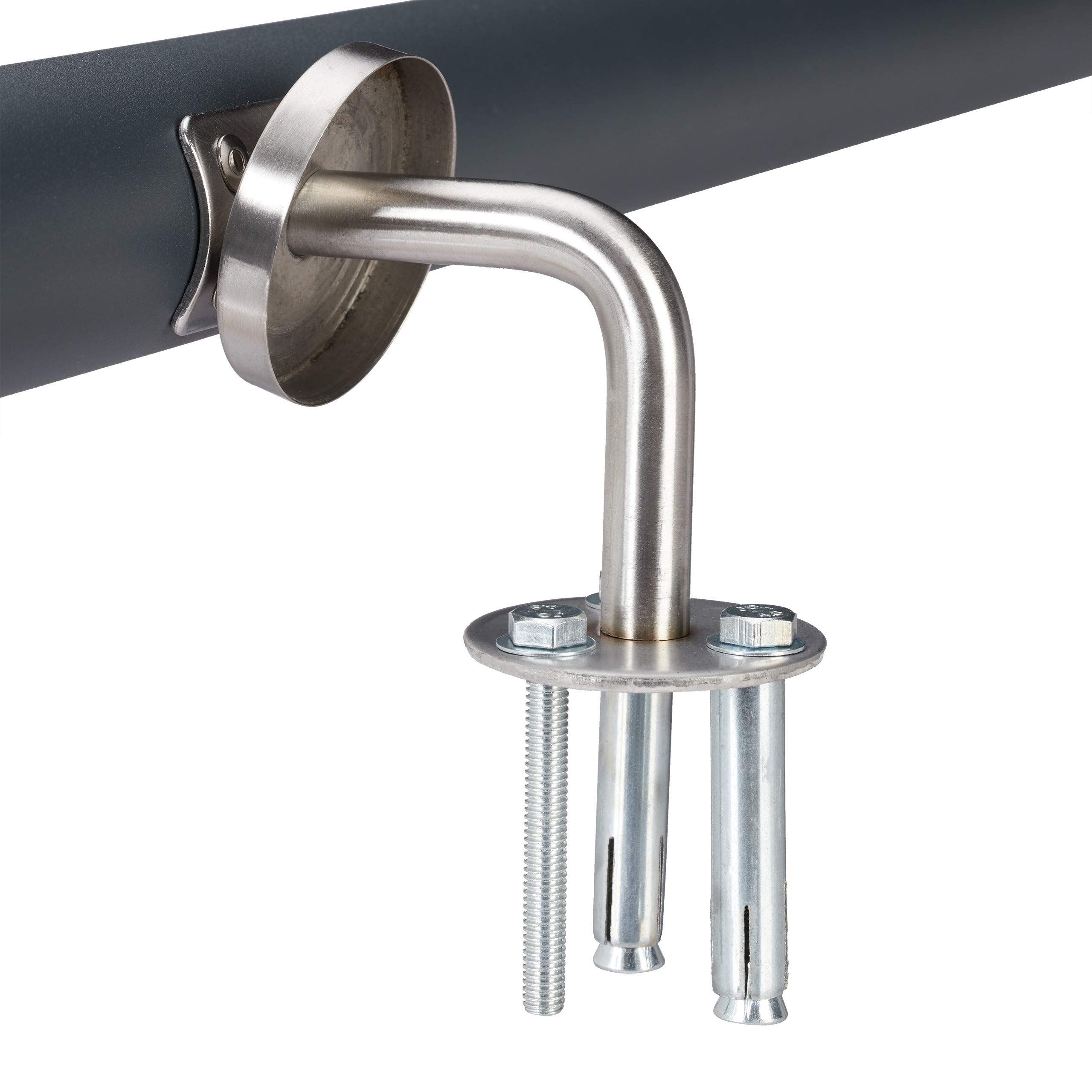 Relaxdays Poręcz aluminiowa, okrągła, balustrada do wnętrz i na zewnątrz, matowa, 100 cm, Ø 42 mm, z uchwytem, antracyt