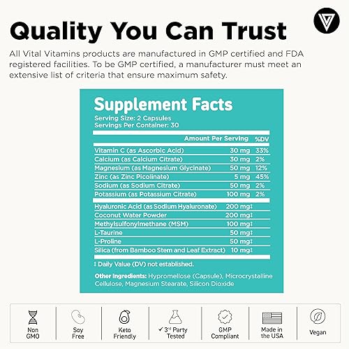 Miniatura 9 de Vital Vitamins Multi-Collagen Plus 150 ct + Complejo de Hidratación de Ácido Hialurónico 60 unidades