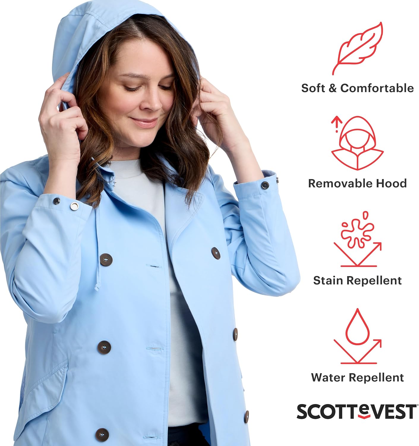 SCOTTeVEST Tabitha Trench Coat for Women - 21 Hidden Pockets - Soft Shell Water Repellent Jacket for Travel & More - Image 3