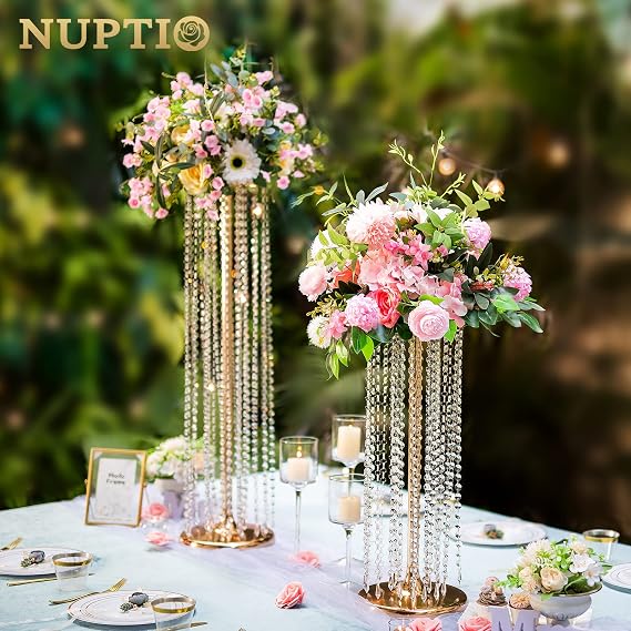 NUPTIO Wedding Centerpieces Flower Vases: 23.6 Tall, Gold, 2 Pcs