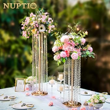NUPTIO Wedding Centerpieces Flower Vases: 23.6 Tall, Gold, 2 Pcs