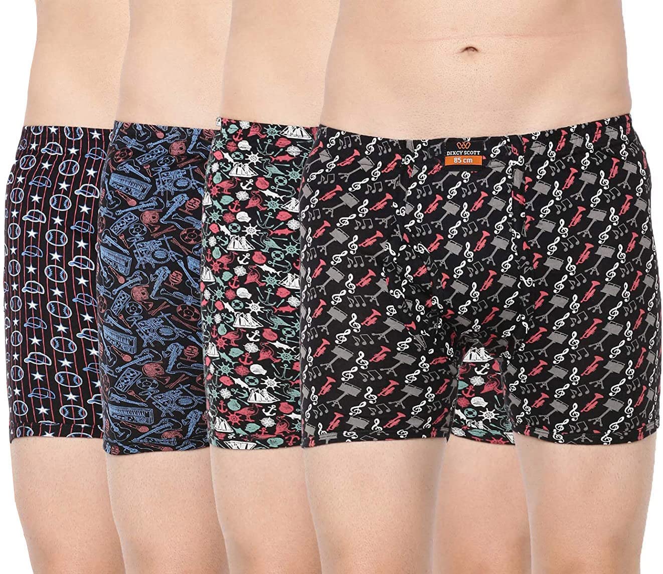 Cotton Assorted Men's Printed Long Trunk/Underwear - Pack of 4 (#Crazy-BP-Trunk-105 CM) (Color & Prints May Vary)-image-27