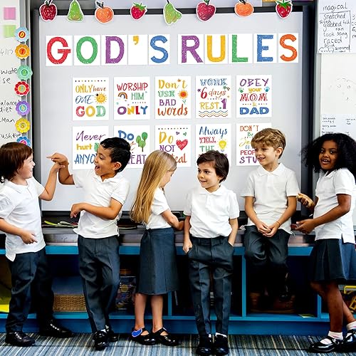 Miniatura 7 de Póster de 20 piezas con versículo bíblico cristiano de los Diez Mandamientos, decoración de pared para aula, iglesia, escuela dominical, escritura