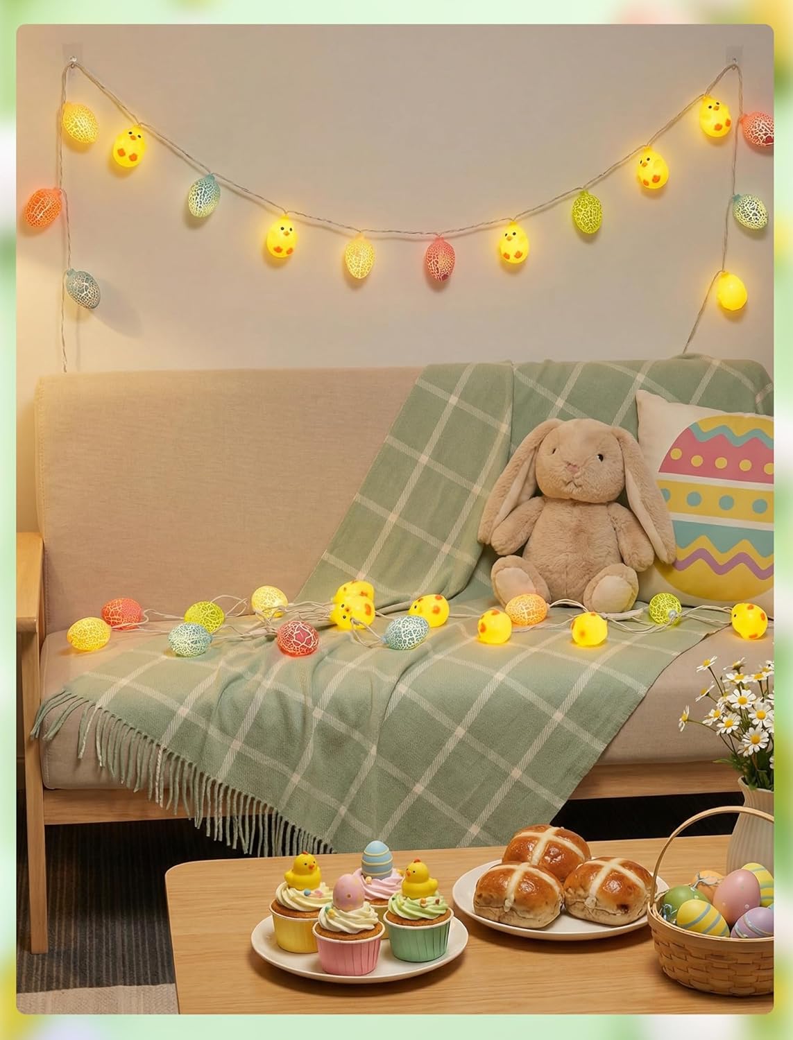 Easter Egg Chicken String Lights Plug in, 8.5Ft Outdoor Easter Decorations Lights with 10 LED Egg Chicken Pastel Fairy Lights Waterproof for Indoor Outdoor Spring Party Garden Home Window Decor