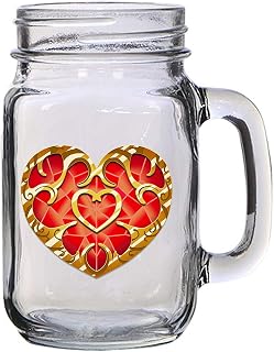 Hat Shark Legendary Contained Heart Royal Health Video Game Parody - 16 oz Mason Jar Glass Mug for Beer Tea Wedding, Engagement Anniversary Bridal Party for Newlyweds