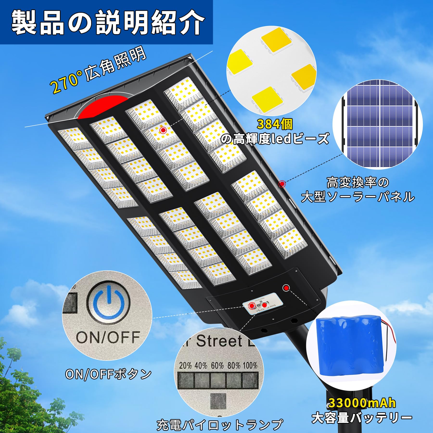 ❤️1品限り❤️Ofuray ソーラー街灯三色 4200W 350000LM 防犯灯