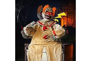 Animated sitting clown - Spooky Halloween animatronic with creepy sound