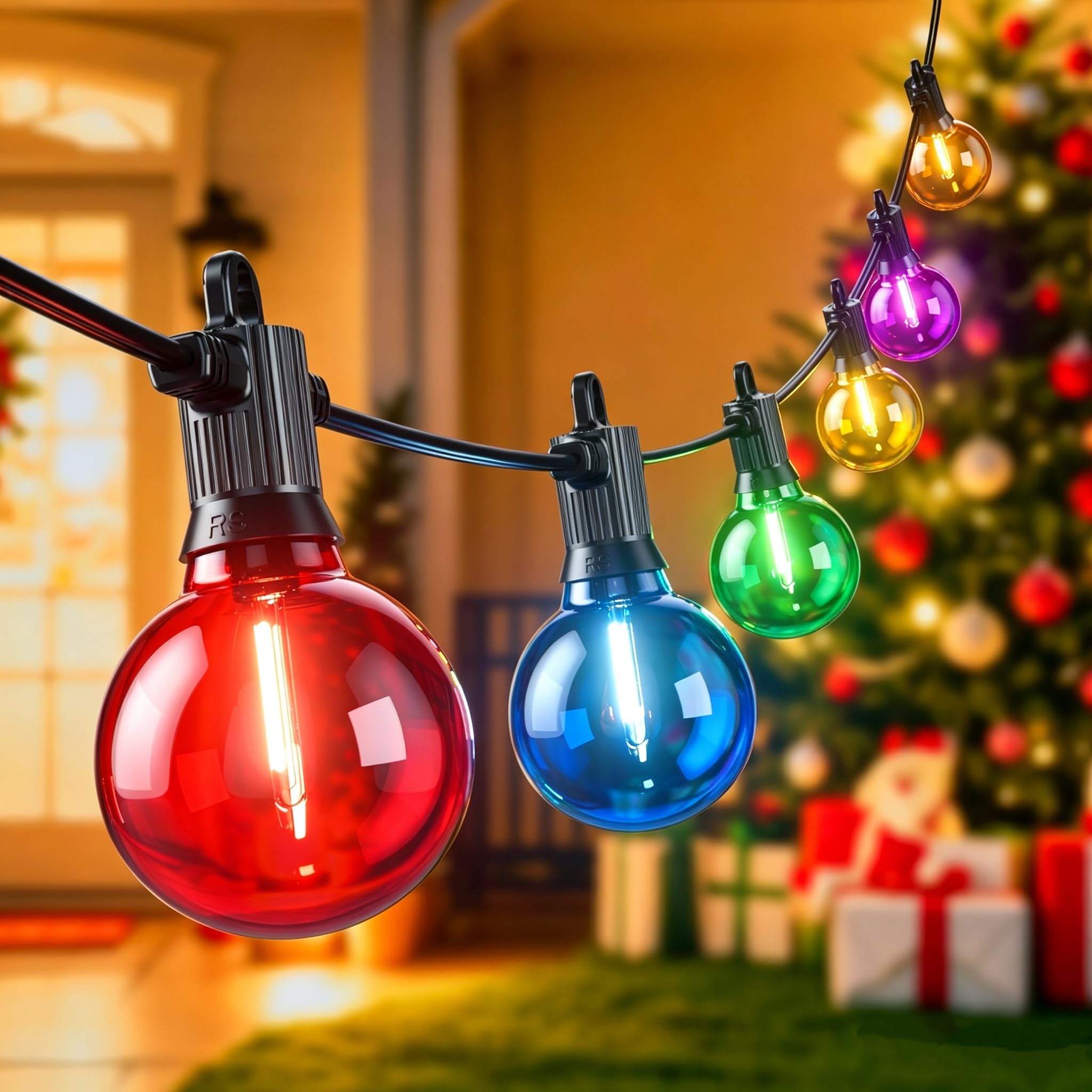 FOOMAN G40 Colour IP65 Patio Festoon String Lights 30M Backyard Xmas Decor
