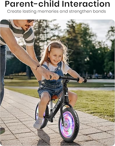 Miniatura 8 de besrey Bicicleta de equilibrio para niños de 2 años, marco totalmente metálico, ruedas de iluminación activadas por movimiento de 12 pulgadas, todo