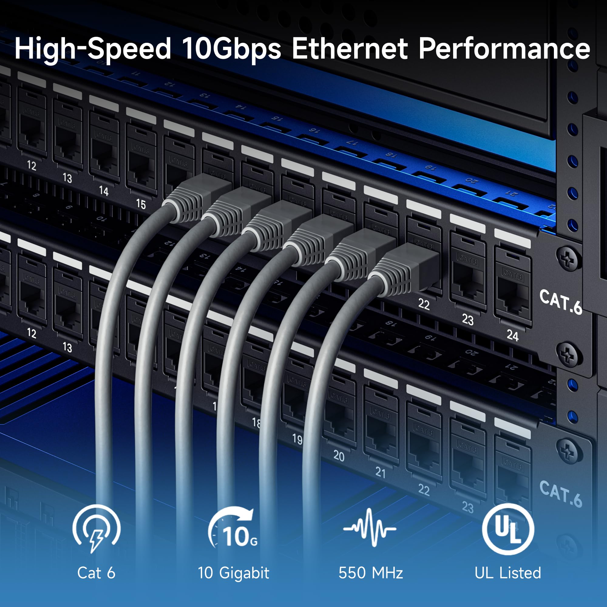 Cable Matters Confezione da 50 jack Keystone Cat6 da 10 Gbps, nero | Include supporto perforato, jack Keystone RJ45 per pannello patch e piastra a parete, jack modulare Ethernet