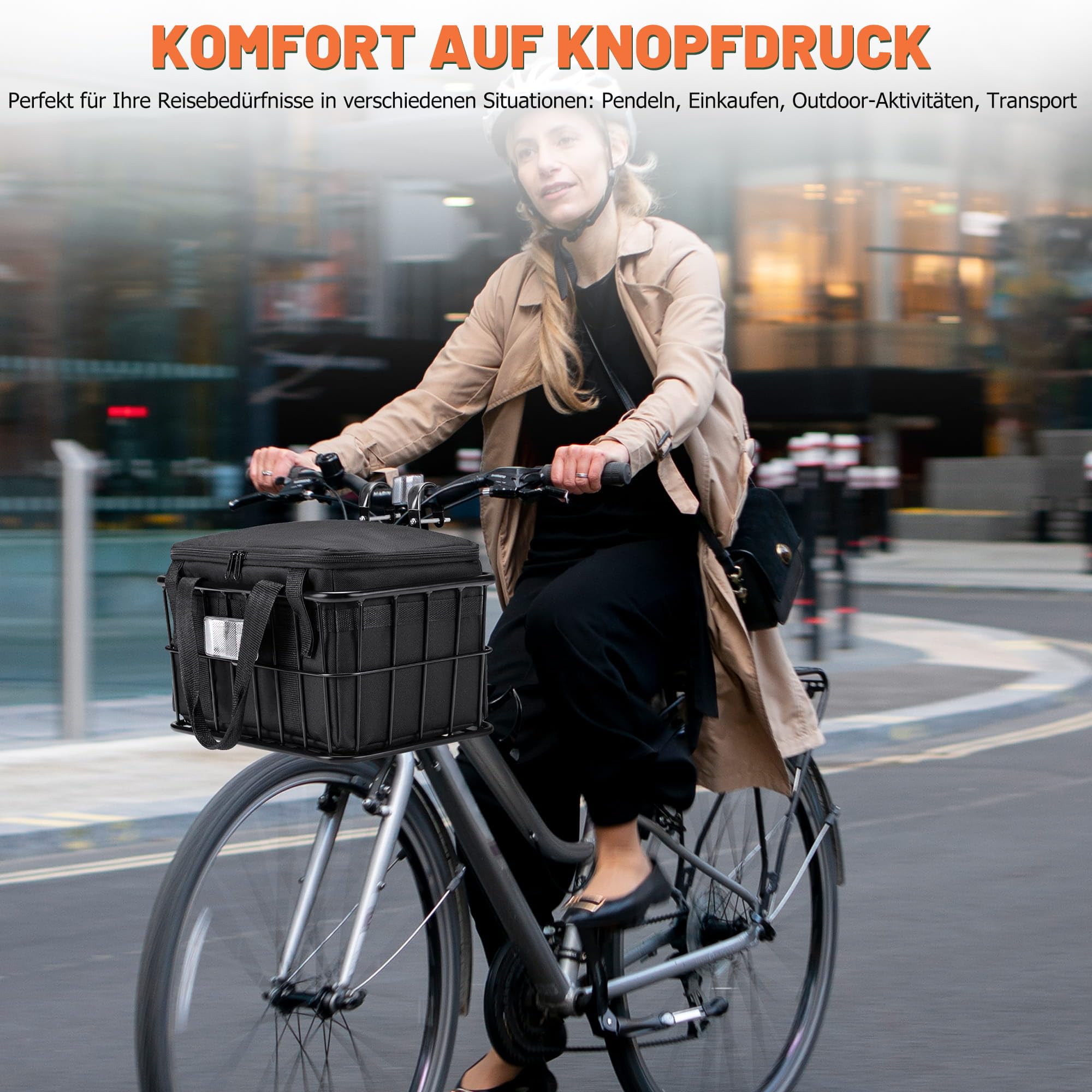CDYWD Fahrradkorb Vorne für mit Herausnehmbarer Innentasche, Groß Lenkerkorb Fahrrad Herren & Damen, Korb Fahrrad Vorne für Ebike, Scooter, Mountainbike, Rennradfahren, Citybike, Beach Cruiser