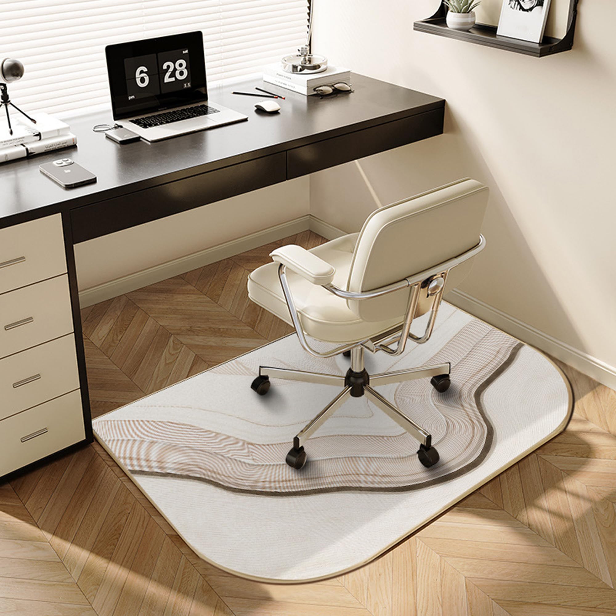 Tappetino antiscivolo per ufficio, 60 x 120 cm, protezione per pavimenti duri, superficie in legno duro, tappetino antiscivolo per scrivania per casa e ufficio, stile 3