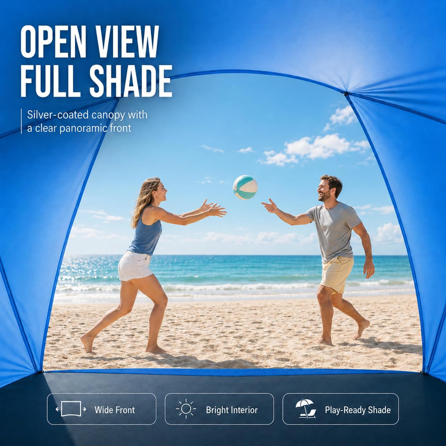 Beach Tent, Portable Sun Shelter for 2/3/4/6-8 Person with UPF 50+ UV Protection, Easy Setup Waterproof Beach Shade Canopy Cabana for Family Outdoor and Picnics, Fishing with Carrying Bag image 5