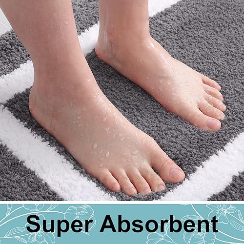 Miniatura 3 de Kitinjoy Tapete de baño de lujo, tapete de baño de microfibra ultra suave que absorbe el agua, tapete de baño de felpa lanudo antideslizante,