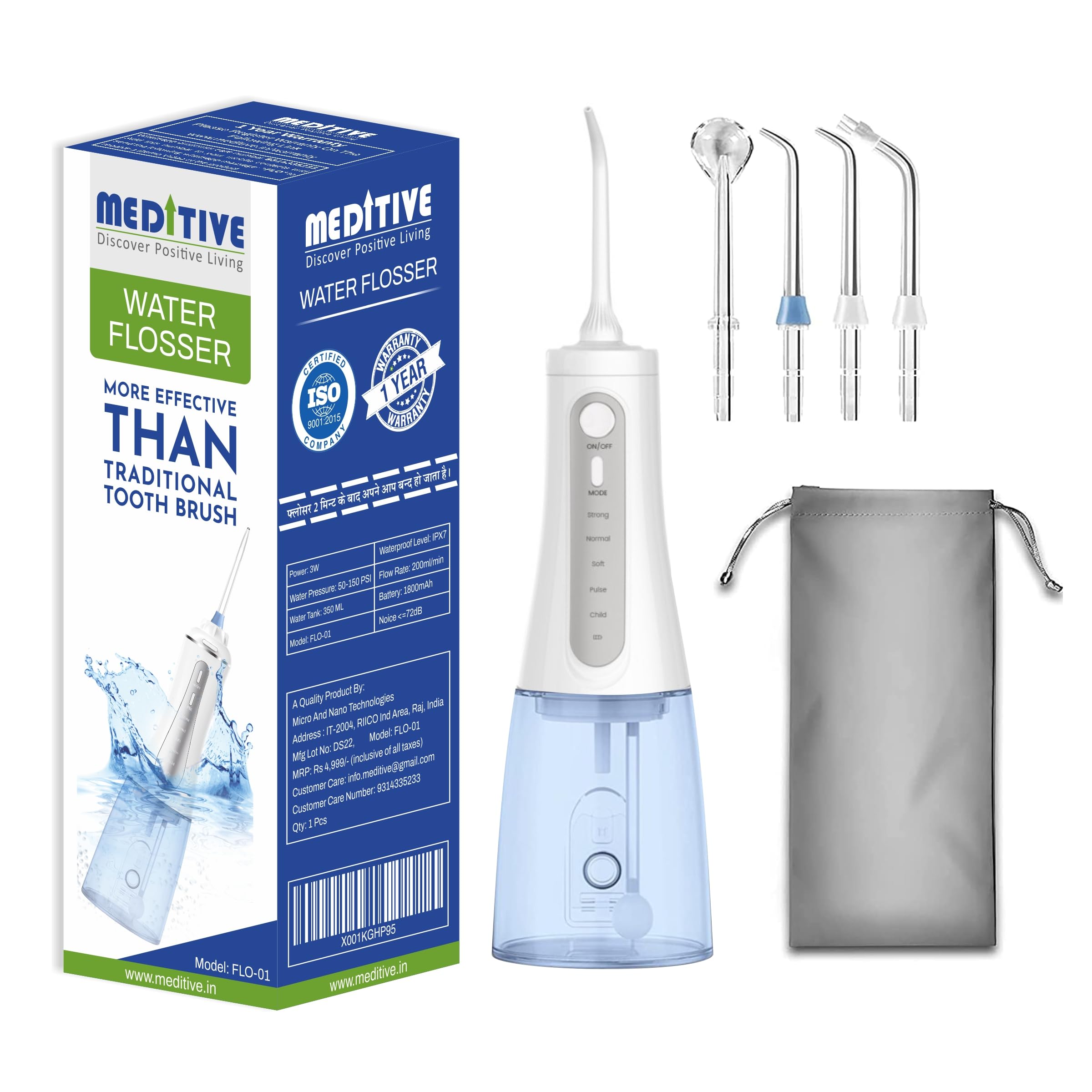 MEDITIVE Water Flosser Cordless for Teeth, Portable Oral Irrigator, Cordless Water Dental Flosser Teeth Cleaner, IPX7 Waterproof Teeth Cleaner with 350ml Detachable Water Tank (B0B1DVWNBV) Amazon Price History, Amazon Price Tracker