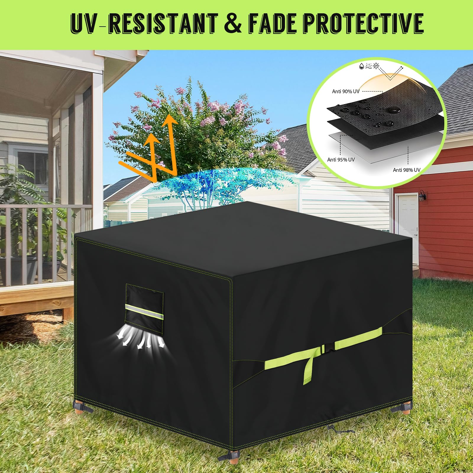Housse De Protection Imperméable Pour Table De Jardin - Oxford 420D, Noir 200x100x75 Cm