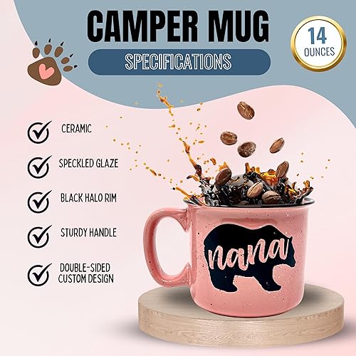 Miniatura 3 de Nana Bear Cute Coffee Mug - Grandma Gifts, Mother's Day, Christmas, Birthday (Coral)