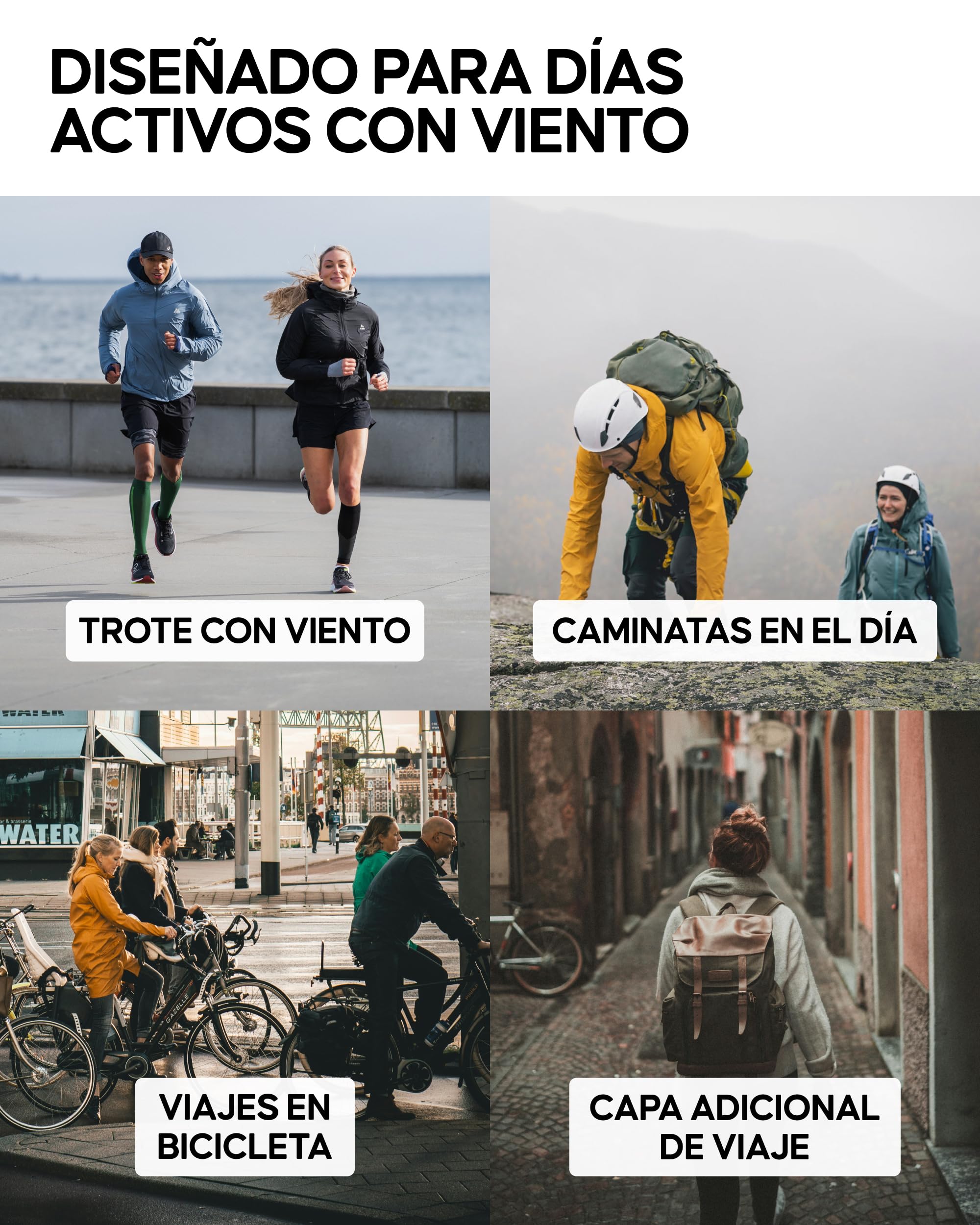 DANISH ENDURANCE Cortavientos Para Mujer, Chaqueta Deportiva Ligera con Capucha Ajustable, Puños Elásticos