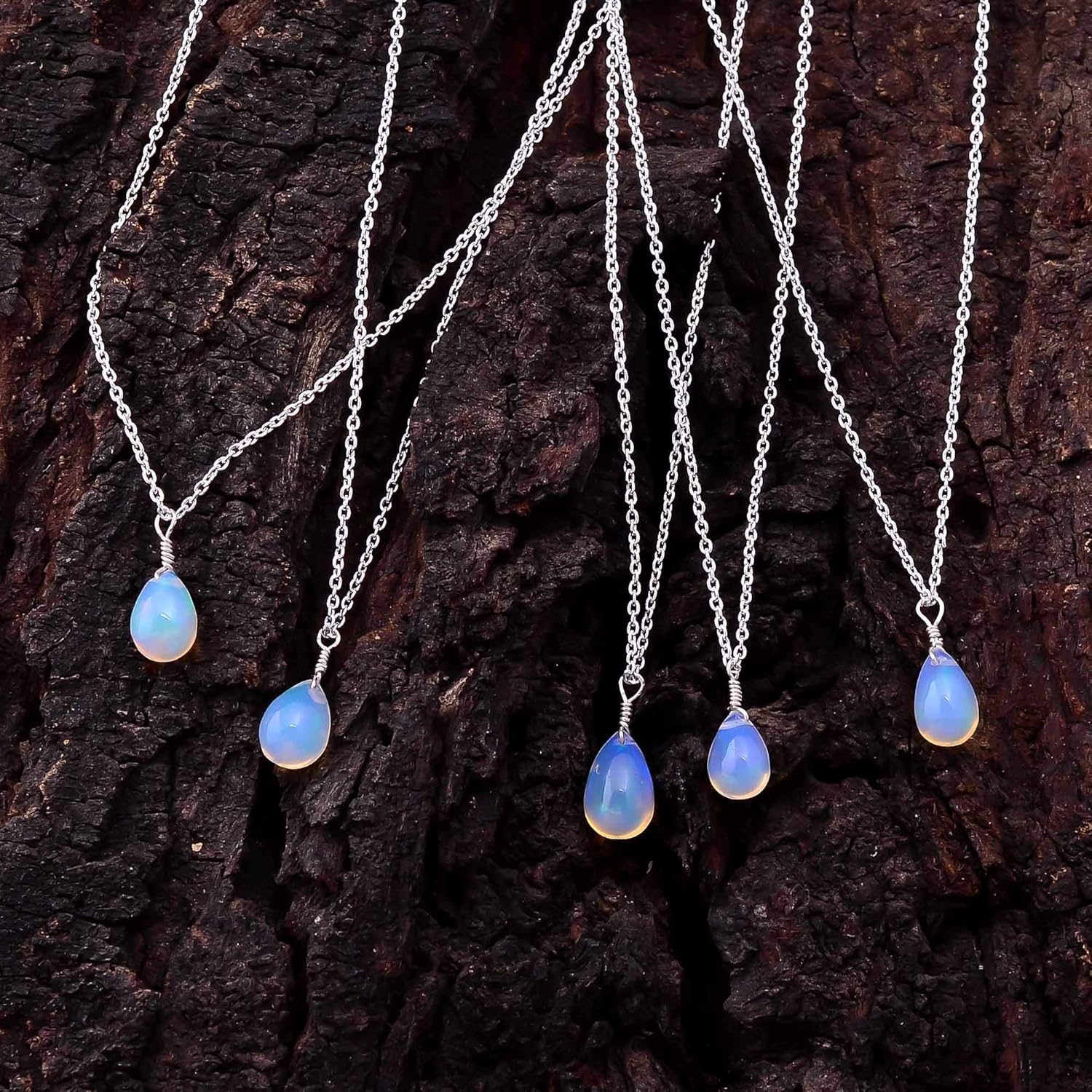 Gemkora Ethiopian Opal Tear Drops Pendant Necklace, Mauritius Ubuy