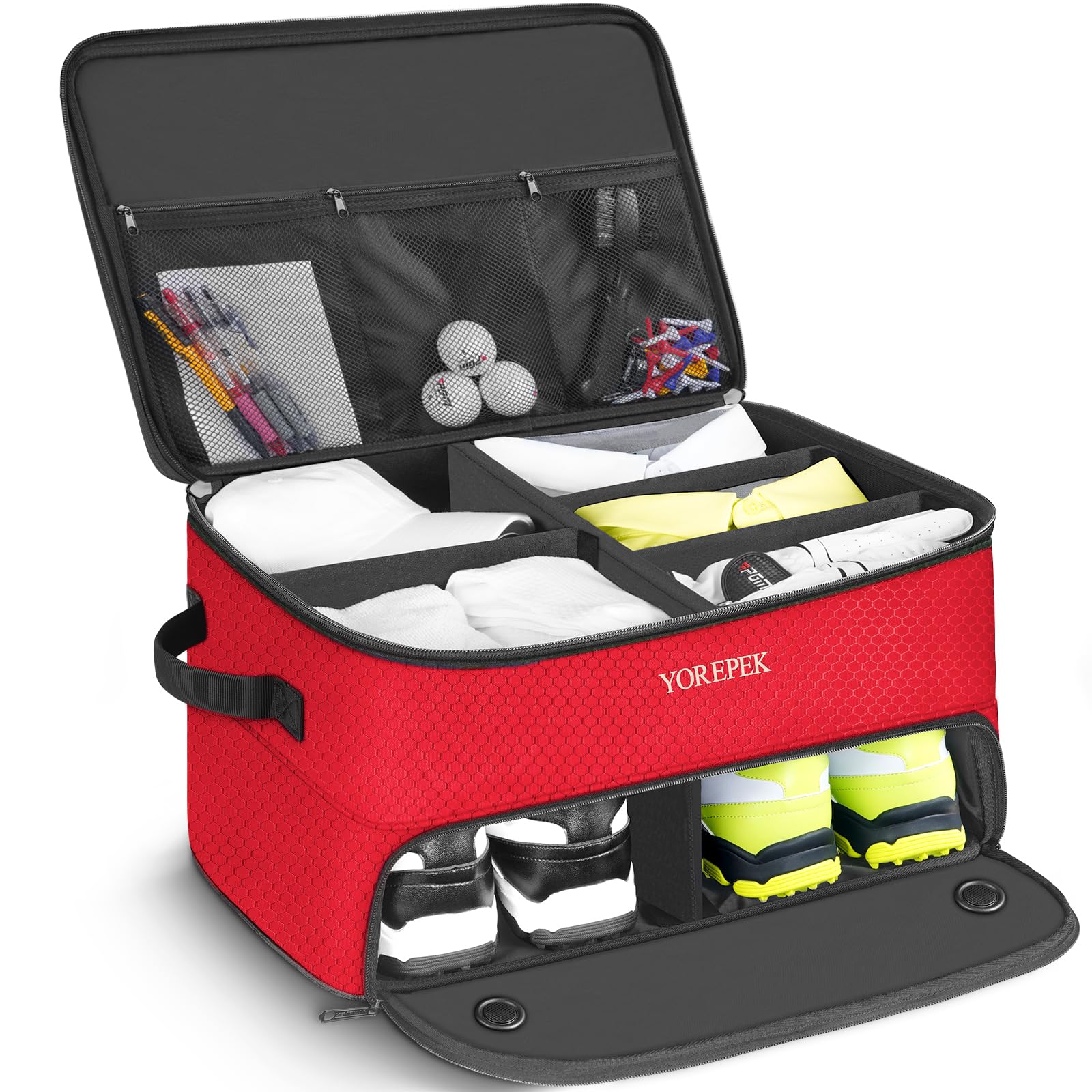 YOREPEK Golf Gifts for Men, 2 Layer Golf Trunk Organizer for 2 Pair Shoes