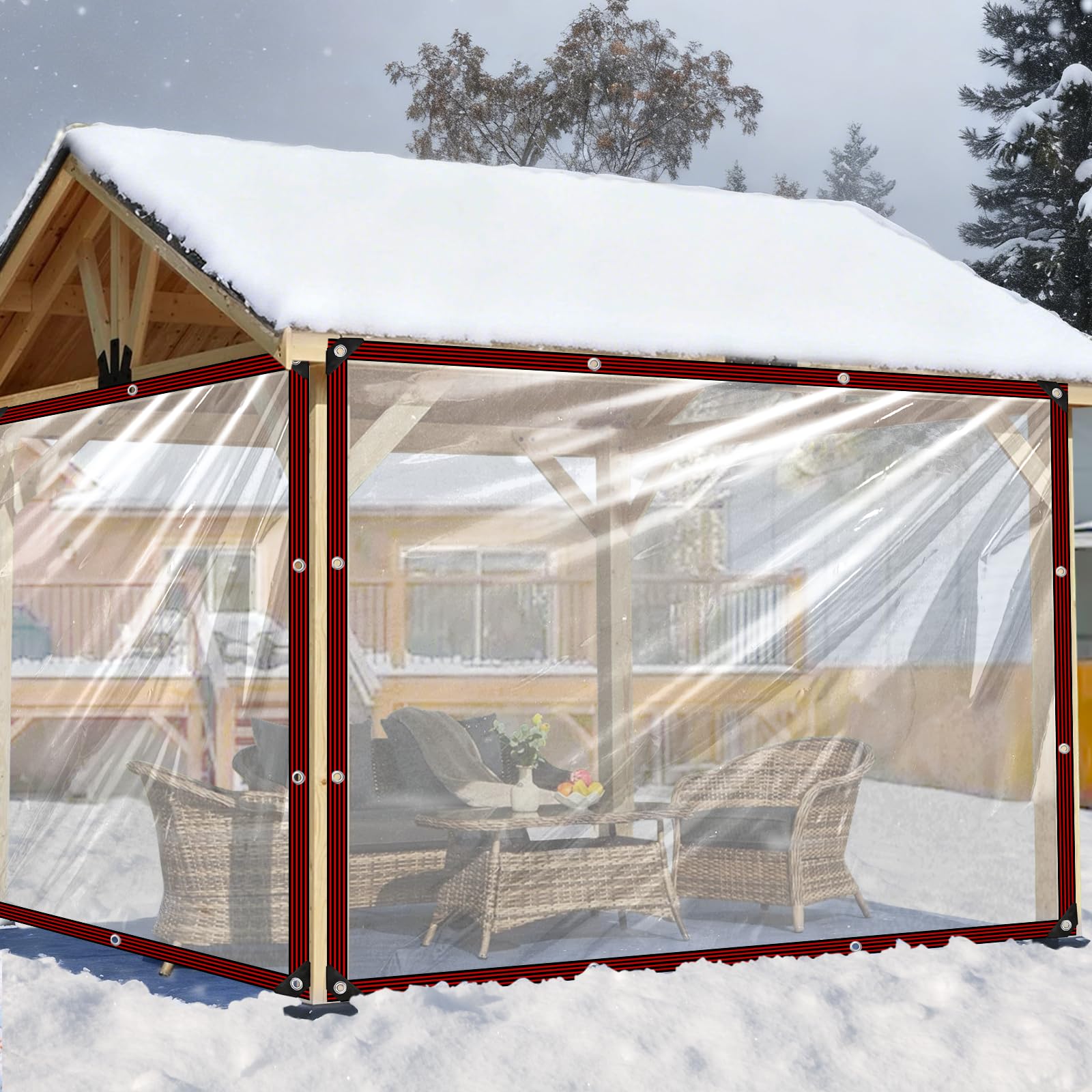 Plane Wasserdicht mit ösen,Transparent Abdeckplane - 2.5X4M Durchsichtig Plane für Außenbereich Gartenmöbel Balkon Regenschutz Pflanzen Gewächshaus Pet Hutch Dach