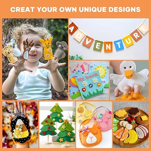 Miniatura 6 de HTVRONT Hojas de fieltro para manualidades, 42 hojas de fieltro rígido, 34 colores surtidos de 4 x 4 pulgadas, hojas de tela de fieltro de 0.039 in