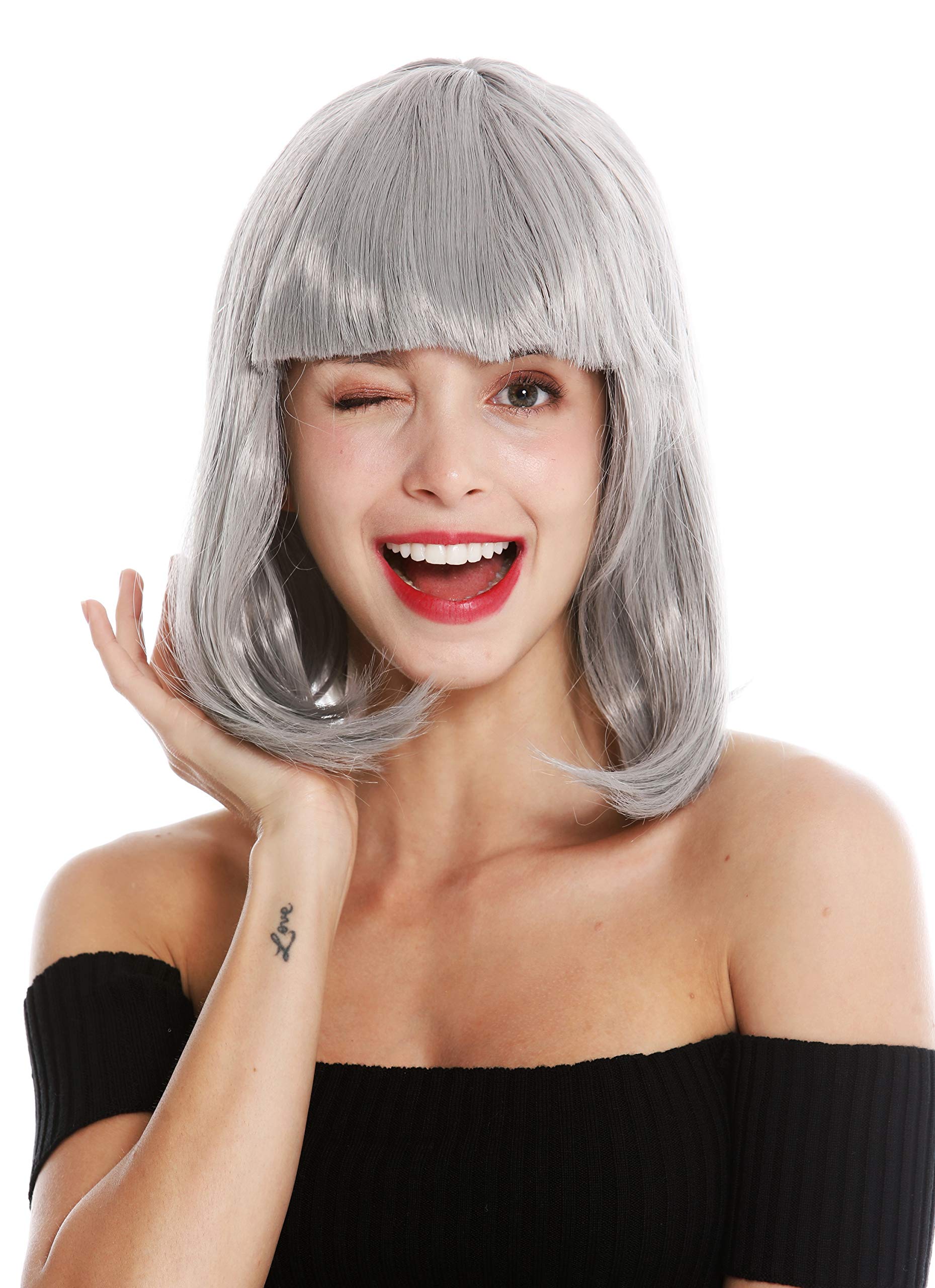WIG ME UP Langhaarperücke Mit Zöpfen & Pony – Weiß, Für Karneval & Halloween, Elastisches Haarnetz