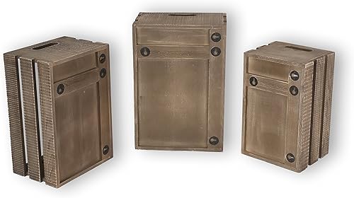 Miniatura 5 de WALLNITURE Juego de 3 estantes flotantes organizadores, cesto de almacenamiento de madera rústica, color nogal