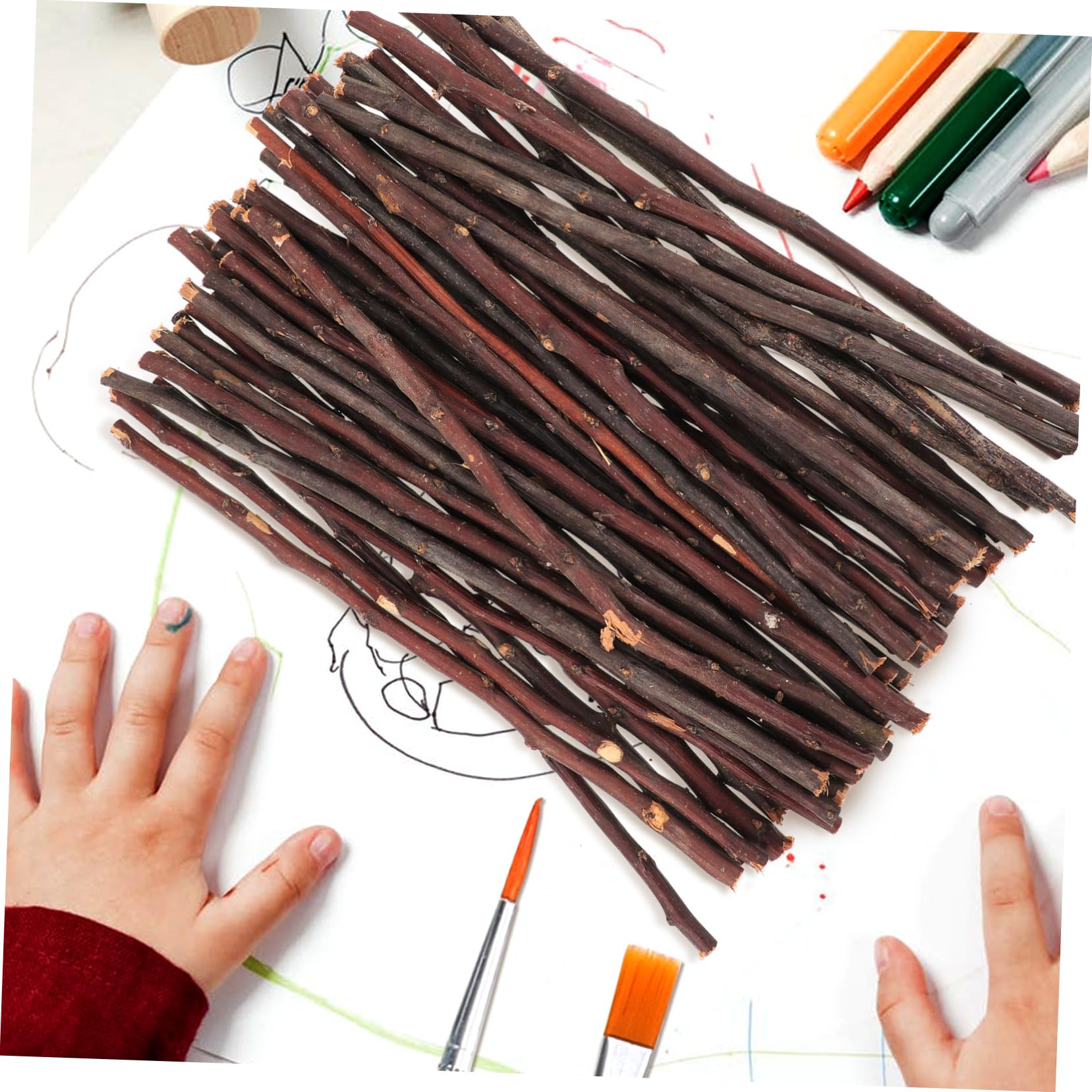 Palitos de Madera Natural Fáciles de Sujetar y Resistentes 50 Forma Redonda para Manualidades Ideales para Proyectos DIY y Decoraciones de Boda