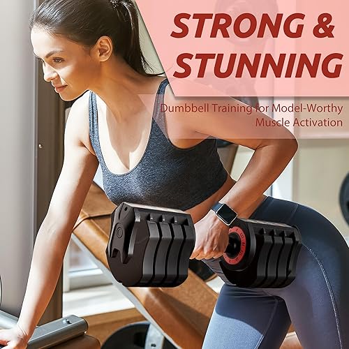 Miniatura 7 de Adjustable Dumbbell Set, 22.5lb 5-in-1 Quick Adjust Dumbbell, Free Weights with Storage Tray for Home Gym, Full Body Workout Equipment for Men &