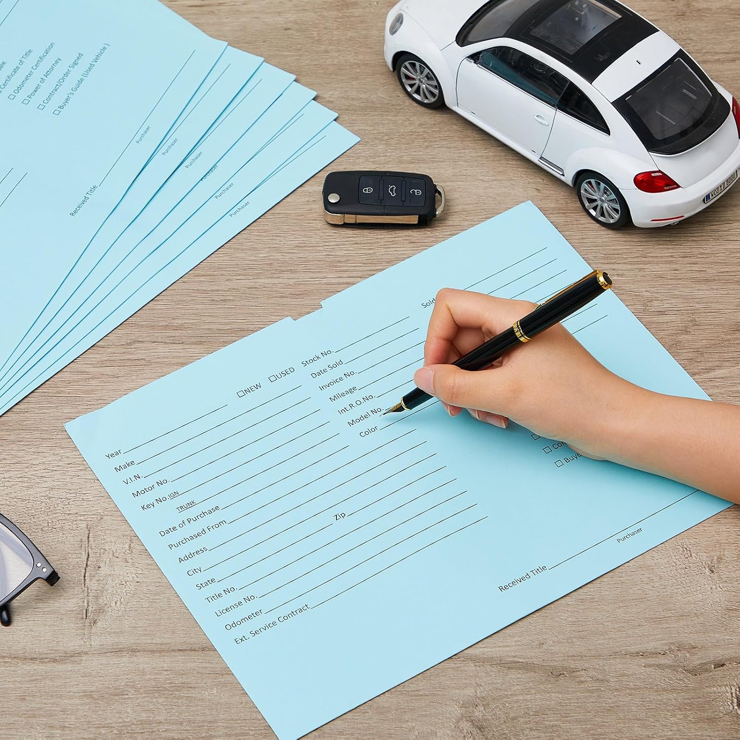 Watersay 120 Pcs 9 x 12 In Vehicle Dealer Jackets for Car Sales 32lb Colored Printed Deal Envelopes Dealership Supplies File Jackets Automotive Folders for Car Dealerships (Classic,Baby Blue)