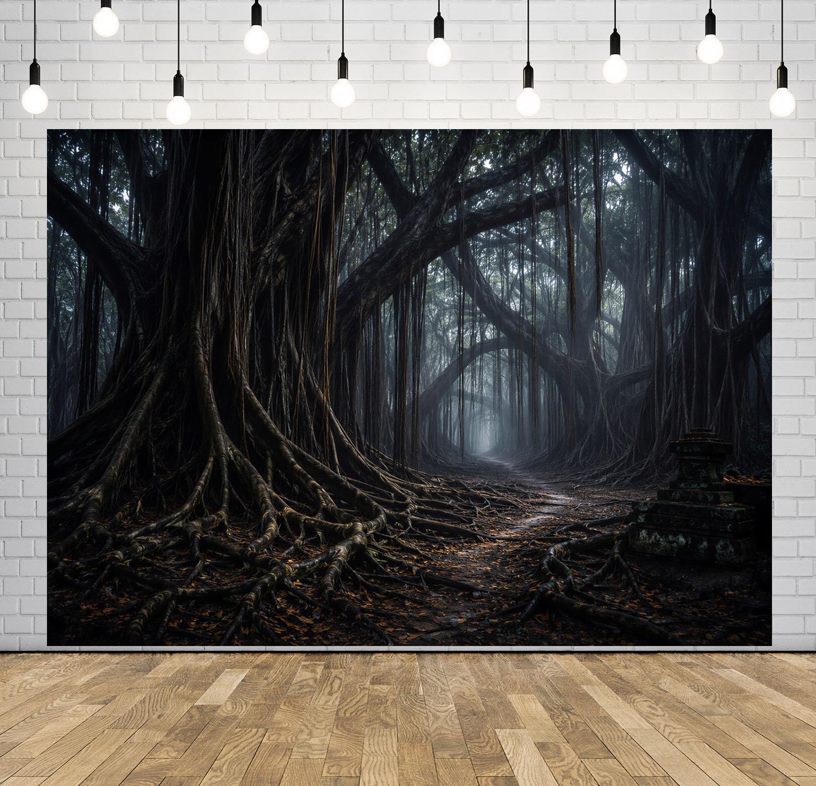 10x10FT (3x3m) Camino Oscuro Entre Raíces Fondo Fotográfico