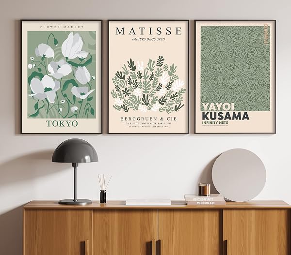 ag.art deco Affiche Decoration Murale 40x50 cm | Affiche Murale pour Salon et Chambre à Coucher | Poster Mural Sans Cadre | Lot de 3 Tableaux (Fleurs Matisse) - 3