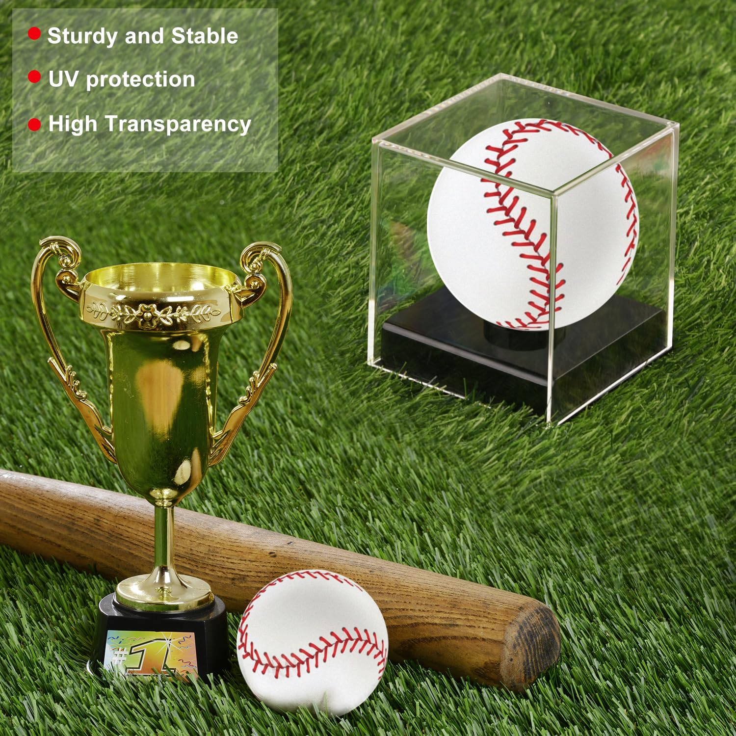 Acryl Baseball Display-Würfel – UV-geschützt, Mit Integriertem Ständer, Für Signierte Bälle
