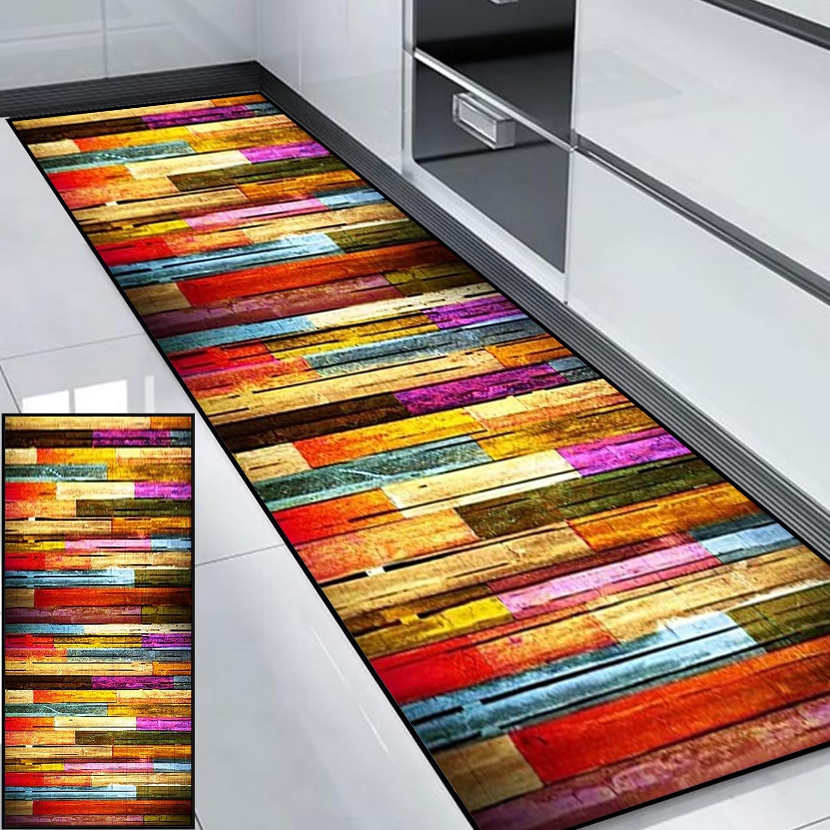 Alfombra de cocina antimanchas y lavable con base protectora resistente