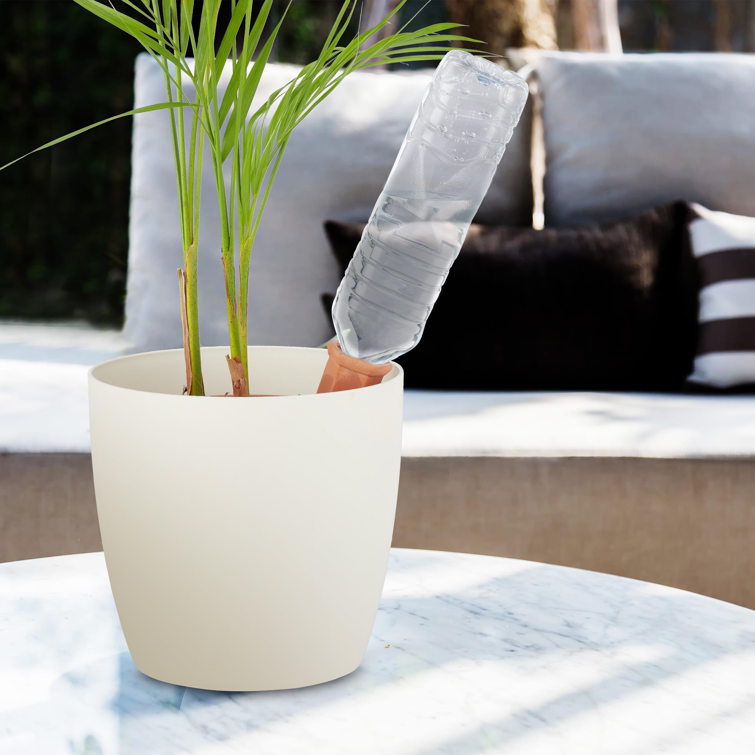 Relaxdays Arrosage en Terre Cuite, Lot de 10, Bouteilles Pet 1,5 L, intérieur (Chambre) et extérieur (Balcon), Marron