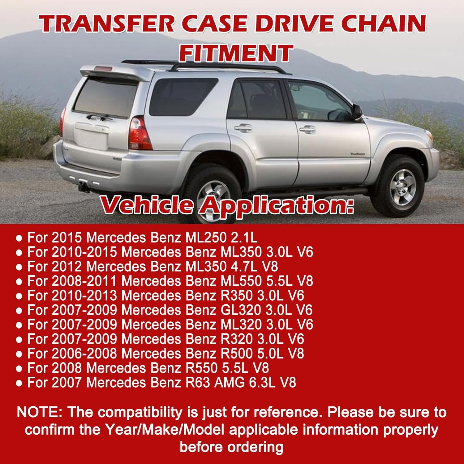Transfer Case Chain A2512800900 HV-091 Morse Chain Replacement for 2005-2021 Mercedes Benz ML350 ML320 ML450 ML500 GL320 GL550
