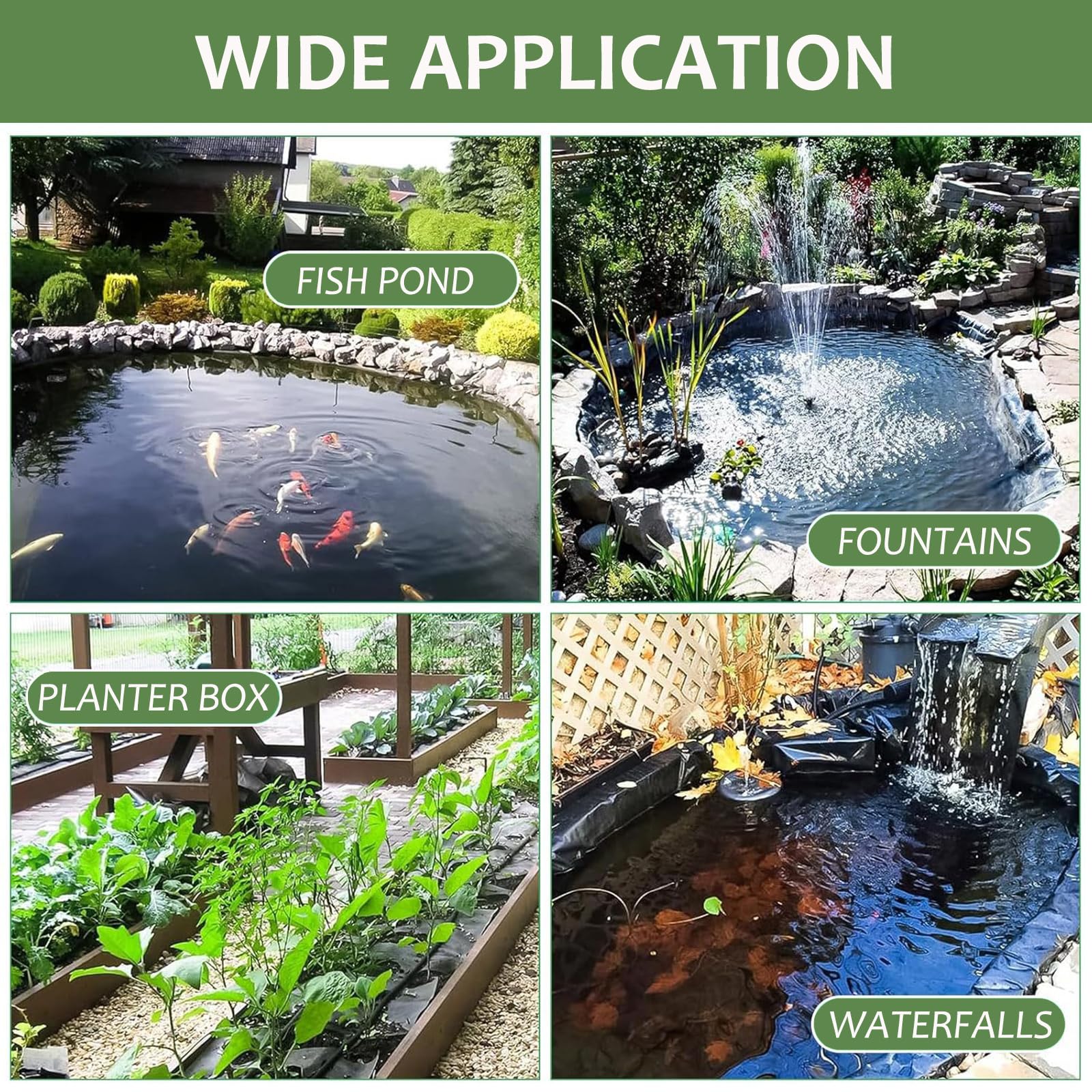 Revêtement de bassin extérieur en polyéthylène haute densité durable 0,5 mm 4 x 5 m – Parfait pour les jardiniers, les parterres de fleurs, les serres, les fontaines d'eau et les étangs à poissons