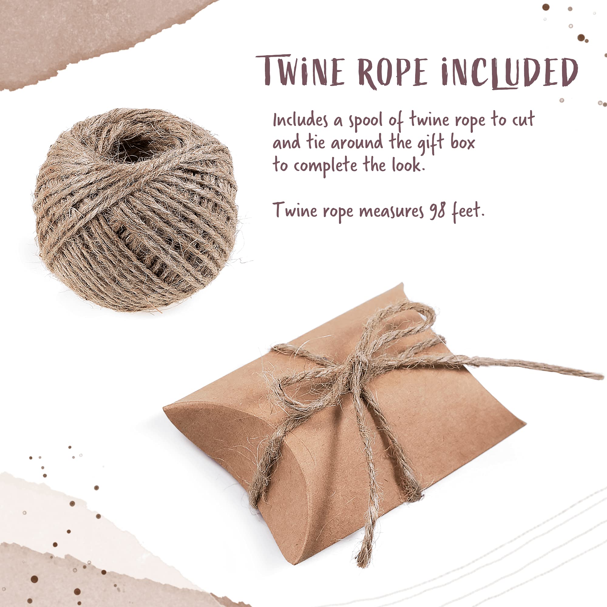 50 Mini Boîtes-cadeaux En Kraft Avec Ficelle - Format Oreiller 8.9x6.4x2.5 Cm - Pour Friandises, Petits Cadeaux