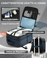 Rucsac de călătorie extensibil VANKEV pentru bagaj de mână Ryanair, EasyJet, Eurowings, Wizz Air, Albastru închis, 40x30x20-40x30x25, 24-30L, pentru laptop de 15,6" 5