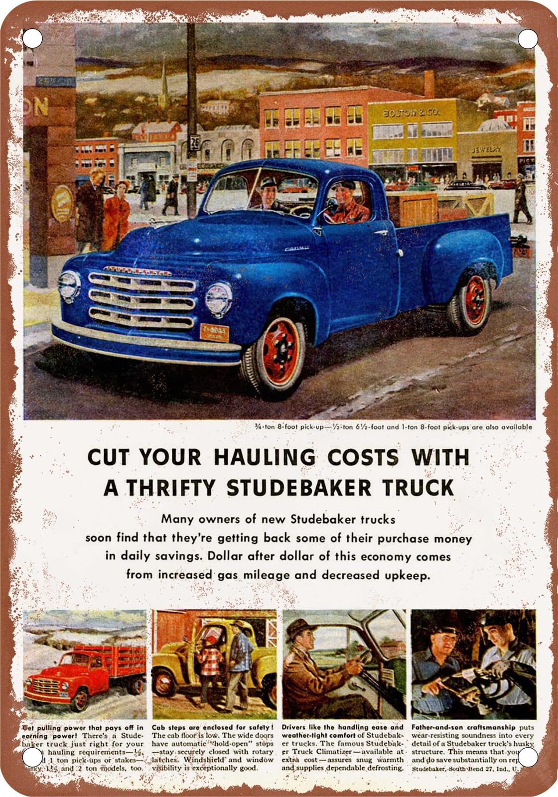 METAL SIGN - 1953 Studebaker Trucks Vintage Ad 03 - Old Retro Rusty Look home decor