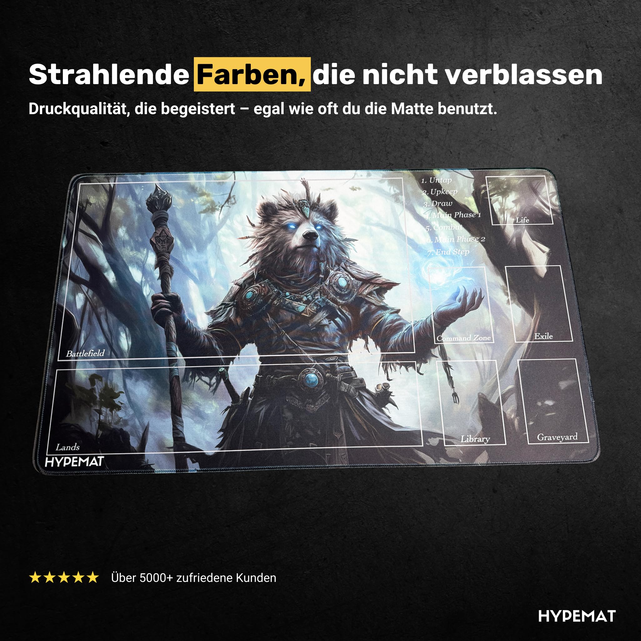 Playmat für MTG TCG – Spielmatte für 1 Spieler | Perfekt für Anfänger & Fortgeschrittene | Inkl. Gratis Tasche (Wizard) – rutschfest & Langlebig