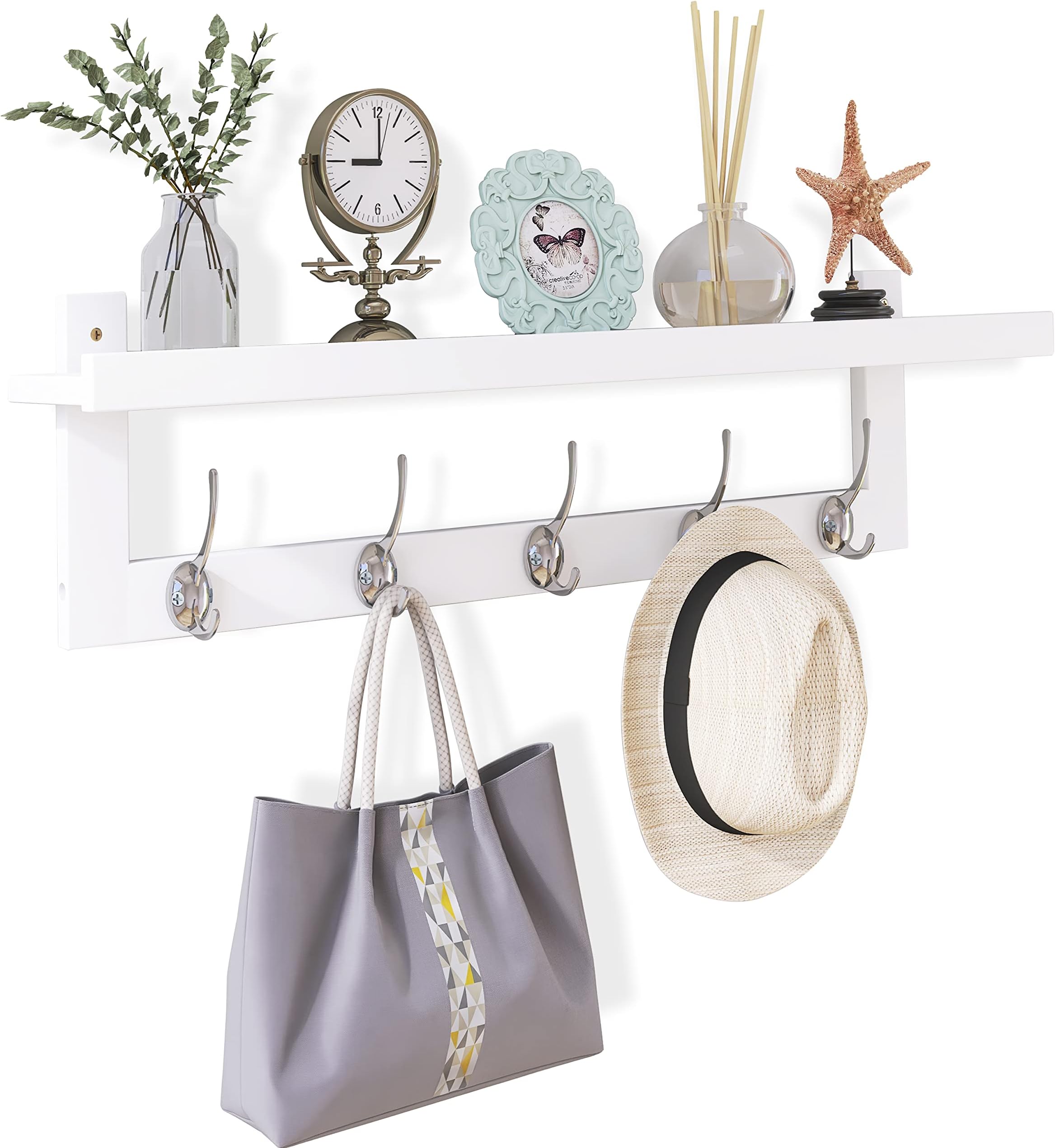 MQTOUR Coat Rack Wall Mount with Shelf,Coat Hanger Wall