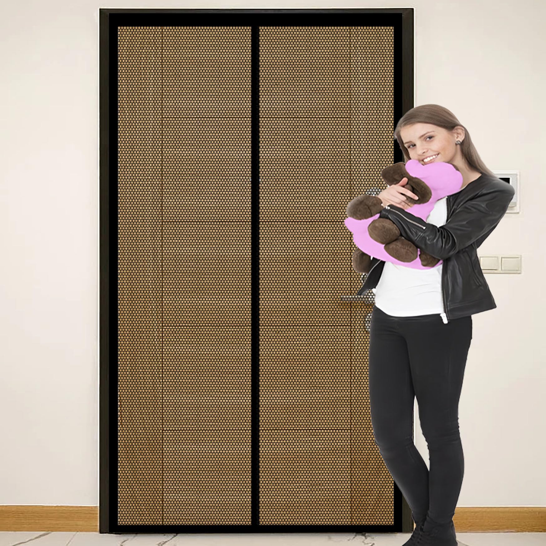 Dyindun Black Magnetic Fly Screen Door 114 X 215 Cm Keep Pets Indoor, Allow Fresh Air Flow, Hands-Free Patio Door Nets With Magnets With Powerful Magnets For Balcony, Terrace, Cellar,