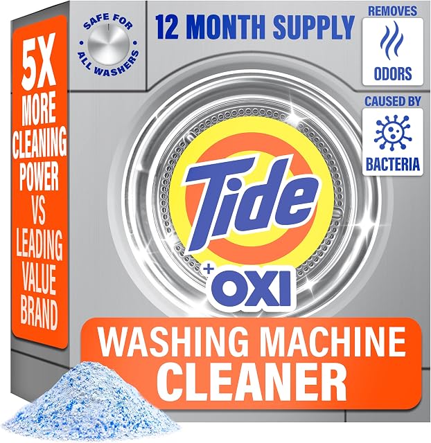 MADE BY NEHEMIAH Washing Machine Cleaner by Tide with Oxi for Front and Top Loader Washer Machines, Deep Cleaning Residue & Odor Eliminator, 12 Month Supply (Packaging May Vary) + Calendar