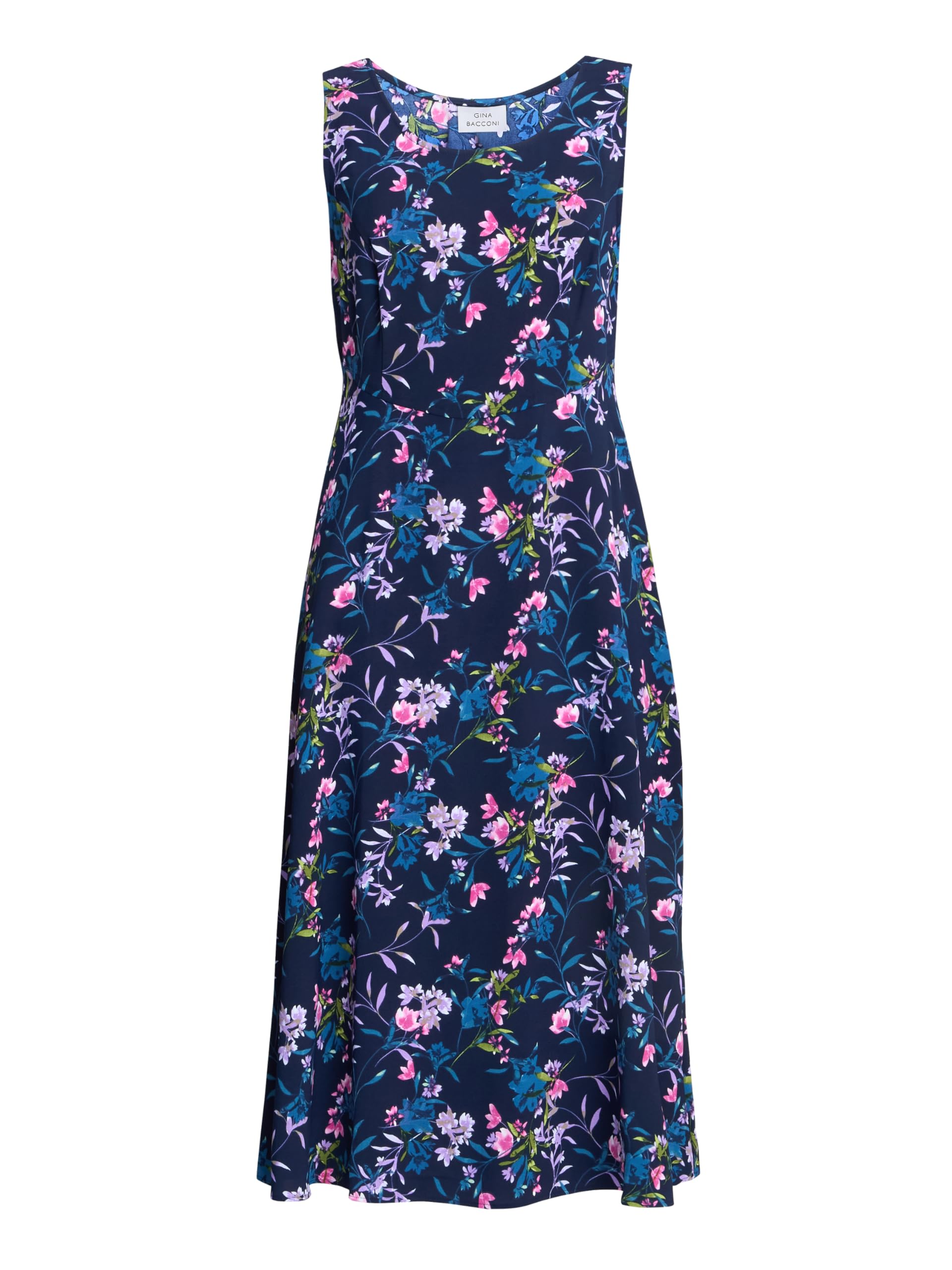 Gina Bacconi Floral Jersey Dress, Navy/Multi, 8