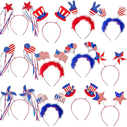 Moon Boat 12PCS Patriotic Head Boppers Headband - Star Uncle