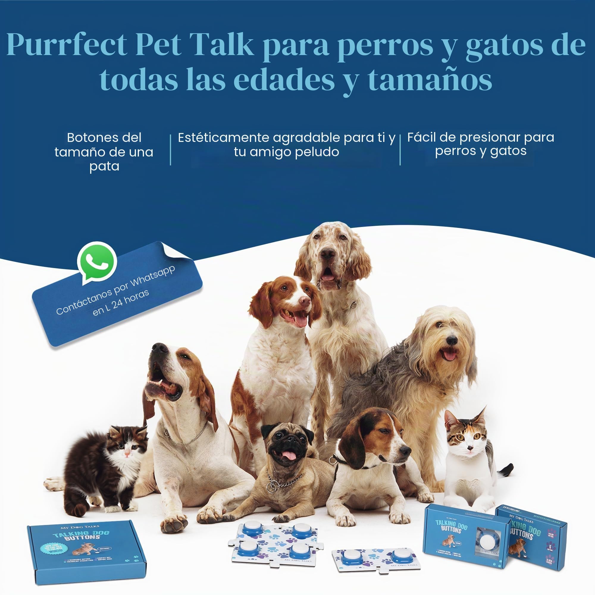 Dog and Cat Communication Training Buttons | MyDogTalks (12 Botones con 3 tapetes)