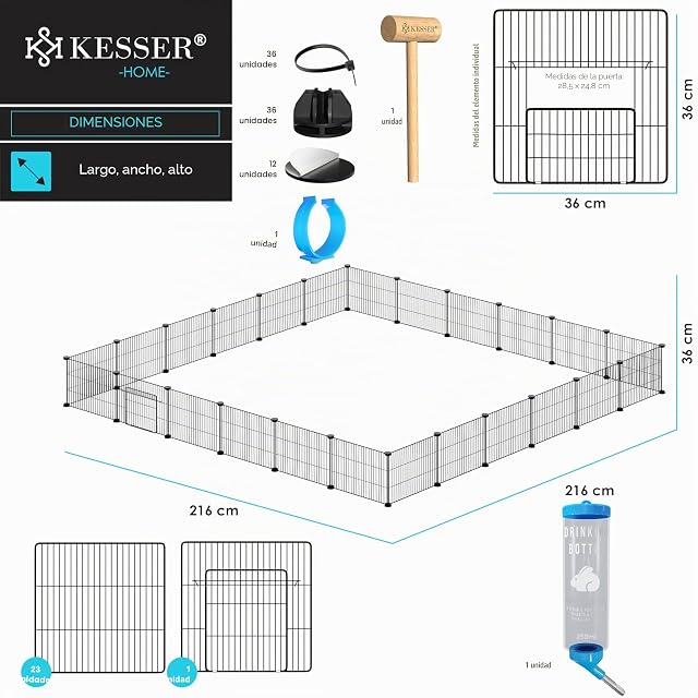 Foto 7 de 8 de KESSER® Recinto Exterior para Conejos de Malla metálica XXL, Incl. Puerta, recinto para Animales pequeños